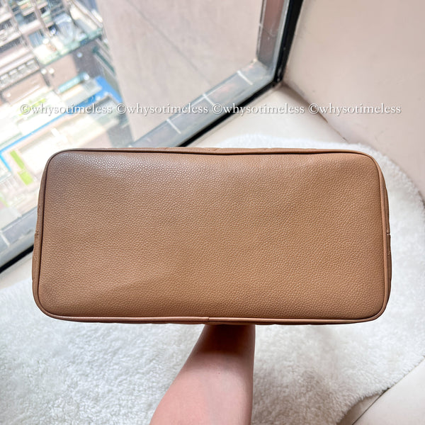【May 1 Auction】 Vintage Chanel Caviar Medallion Hilton Tote - Dark Beige