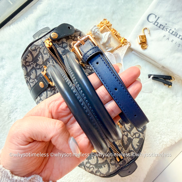 Vintage Dior Trotter 25cm Boston Bag - Navy 002