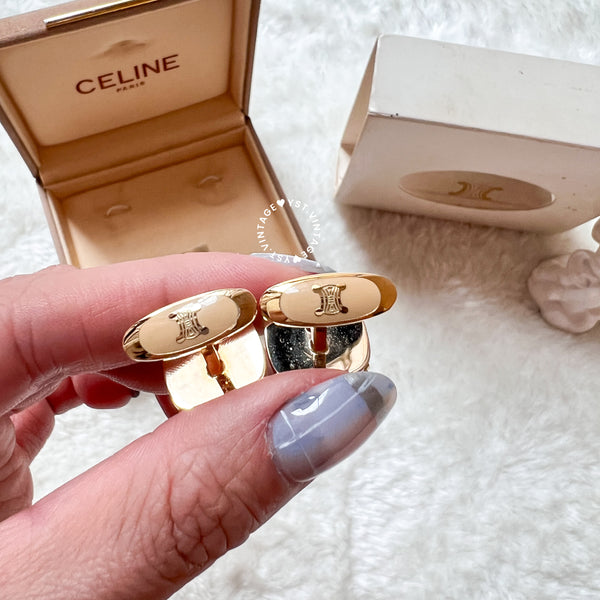 CELINE Horse Carriage Cufflinks Set with Original Box