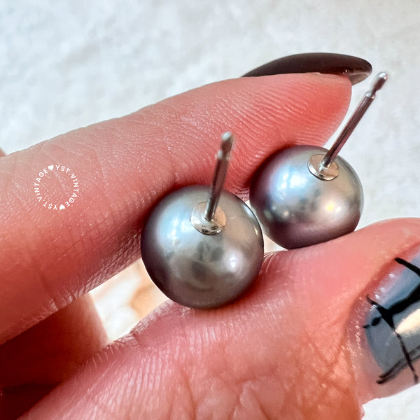 9-10mm 大溪地 Tahitian Pearl 18KPT900 Earrings - Ocean Blue