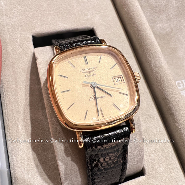 Vintage Longines Présence Cushion Shaped Quartz Watch With Original Box