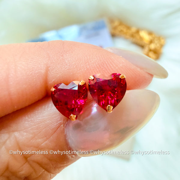 2.2ct Lab Grown Ruby 18KYG Earrings
