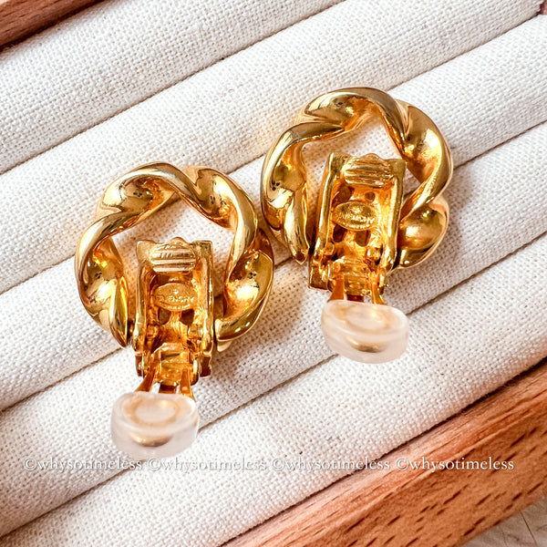 Vintage Givenchy Twist 24KGP Ear Clips