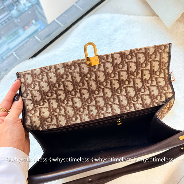 Vintage Dior Oblique 2-way Bag - Brown