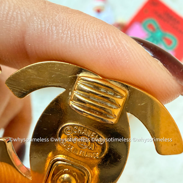 Vintage Chanel Turn-lock Coco Mark Ear Clips - 96A Size L