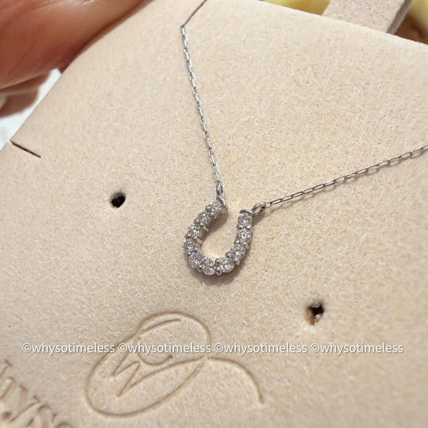 0.10ct Natural Diamond Horseshoe Shape PT Necklace