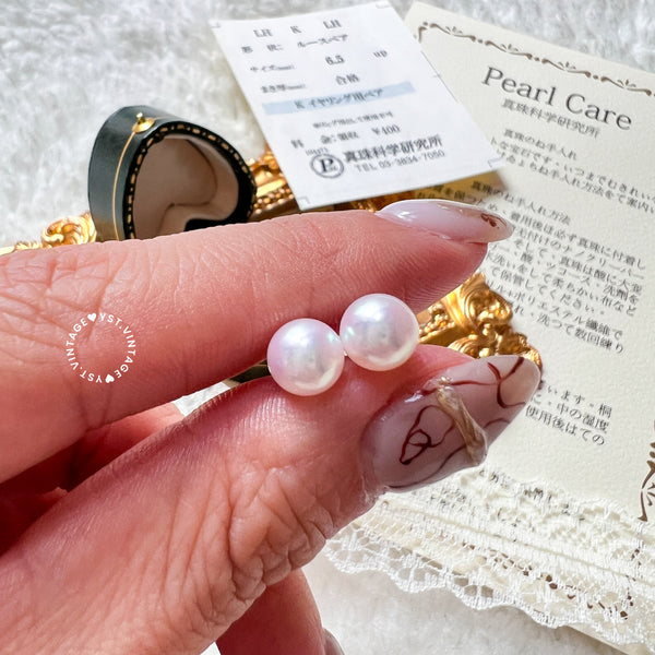 / pre-order / Japanese 6-6.5mm Akoya Rose 18KYG Earrings with PSL mini card