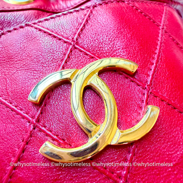 Vintage Chanel Mini Bucket Bag - Red