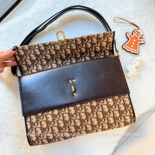 Vintage Dior Oblique 2-way Bag - Brown