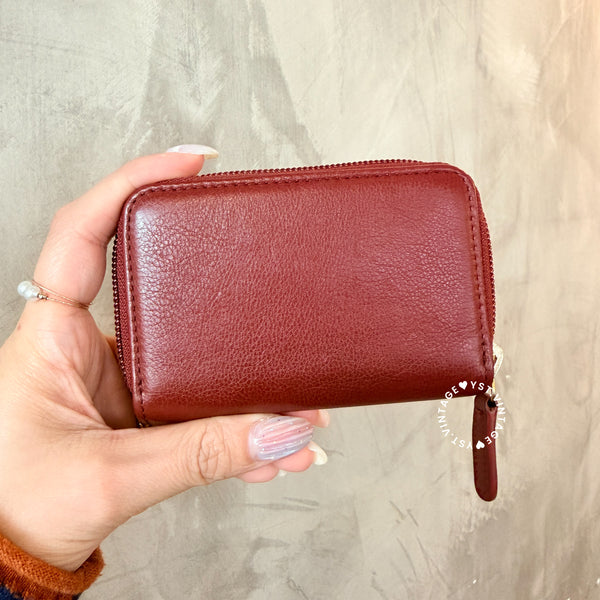 Pre-owned Chanel Coco Mark Card Holder / Coins Case - Burgundy