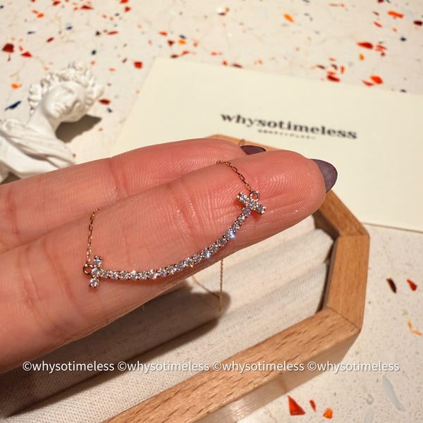 0.20ct Natural Heart & Cupid Cut Diamond 18KPG Smile Necklace