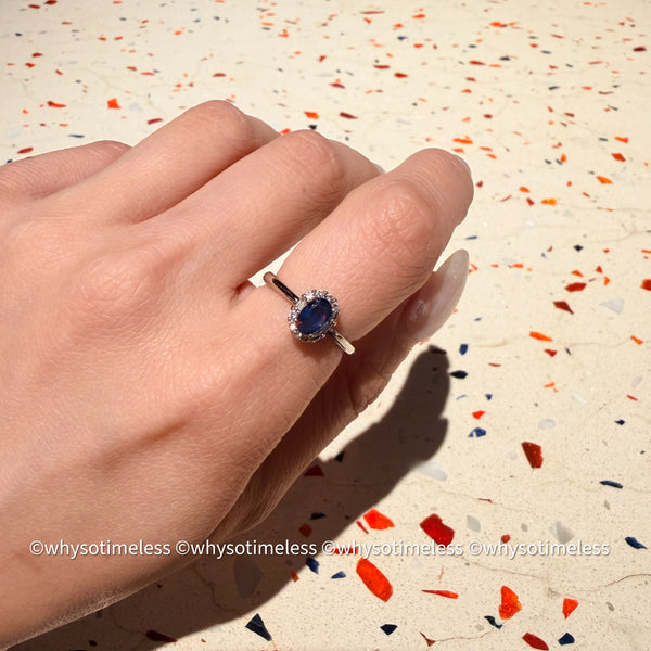 Natural Sapphire Zircon Silver Ring - Eugene