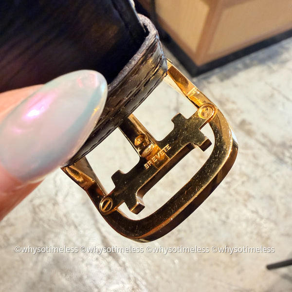Vintage HERMÈS 1978’s Brevete H Belt Buckle & Reversible Leather Strap - GHW