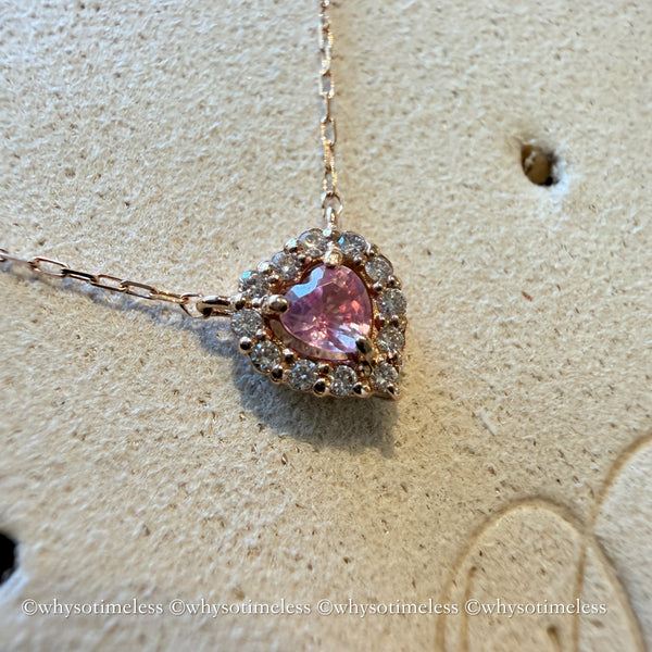 0.096ct Natural Padparadscha Diamond 18KRG Necklace