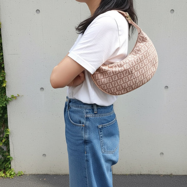 Vintage Fendi Zucca Hobo Bag GHW - Mellow Pink