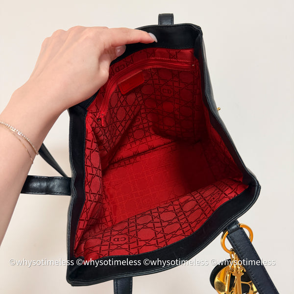 Vintage Lady Dior Shoulder Bag in Calf Leather - Black
