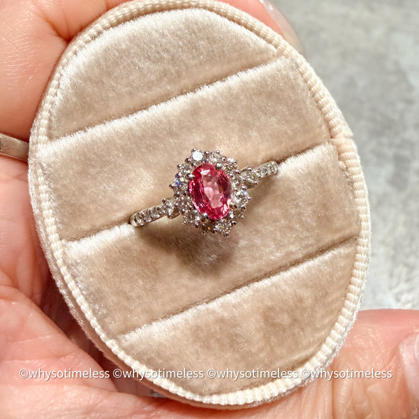 Natural Padparadscha Diamond PT900 Ring - Lotus
