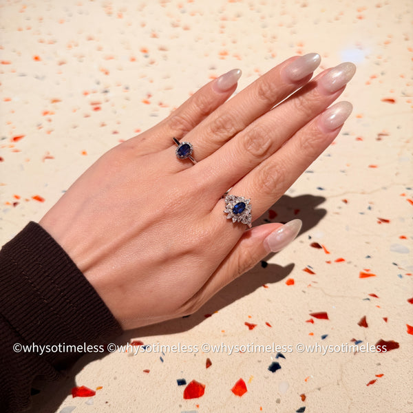 Natural Sapphire Zircon Silver Ring - Eugene