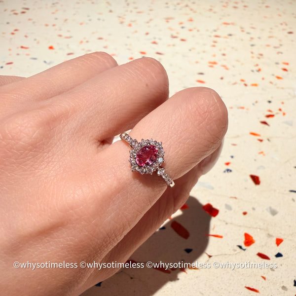 Natural Padparadscha Diamond PT900 Ring - Lotus