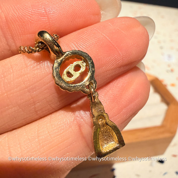 Vintag Dior CD Twist Ring Rhinestone Tassel Necklace