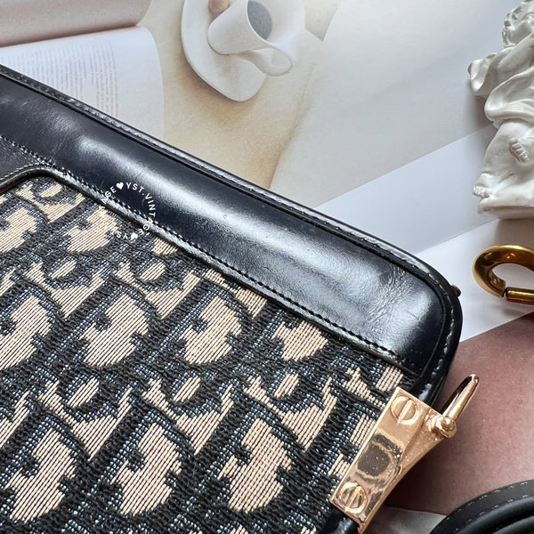 Vintage Dior Oblique Clutch - Navy