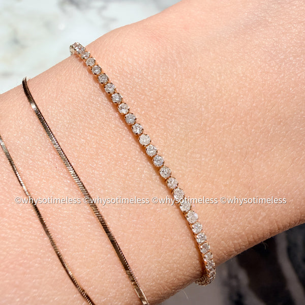 【Pre-order】1.0ct Natural Diamond Tennis Bracelet - 18KYG/ PT