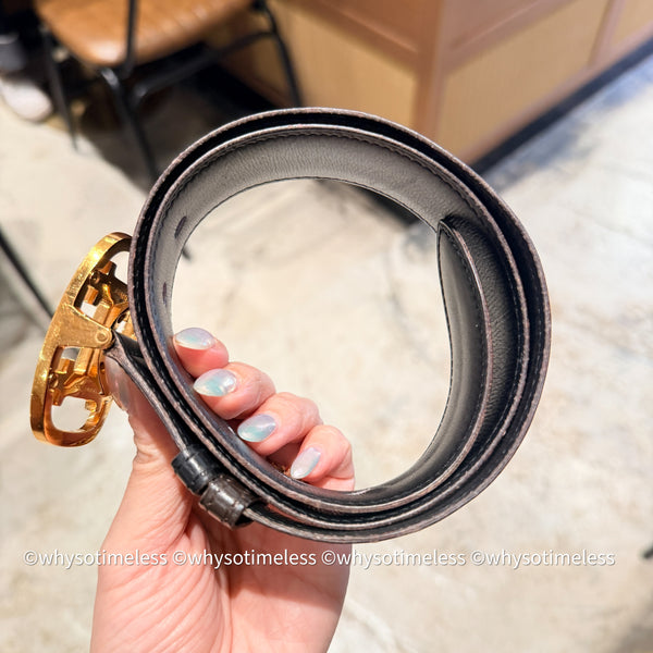 Vintage HERMÈS 1978’s Brevete H Belt Buckle & Reversible Leather Strap - GHW