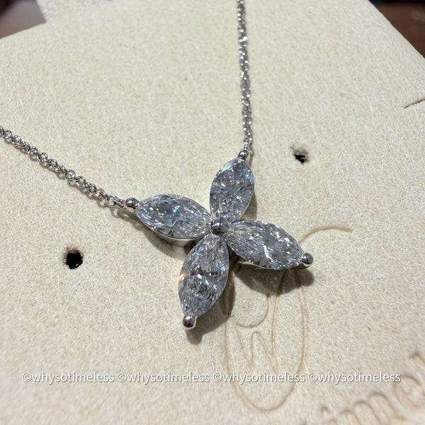 1.21ct Lab Grown Diamond 10K Marquise Brilliant Cut Clover Necklace