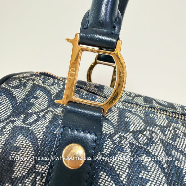 Vintage Dior Trotter 25cm Boston Bag - Navy 002
