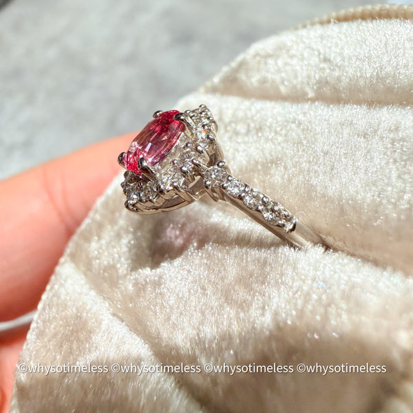 Natural Padparadscha Diamond PT900 Ring - Lotus