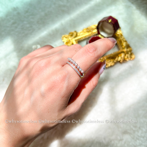 Japanese 2-3mm Baby Akoya Ziron Silver Ring - Eugénie