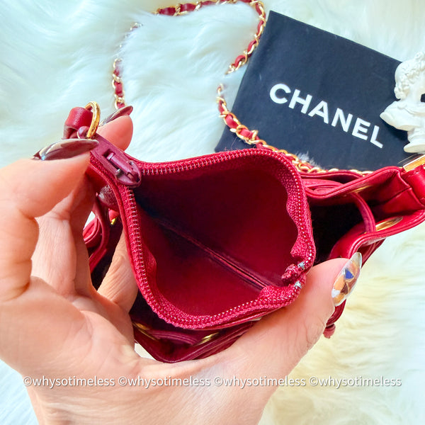 Vintage Chanel Mini Bucket Bag - Red