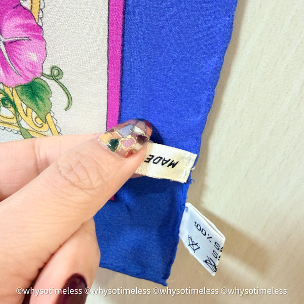 Vintage Dior Floral Garden Silk Scarf With Original Box