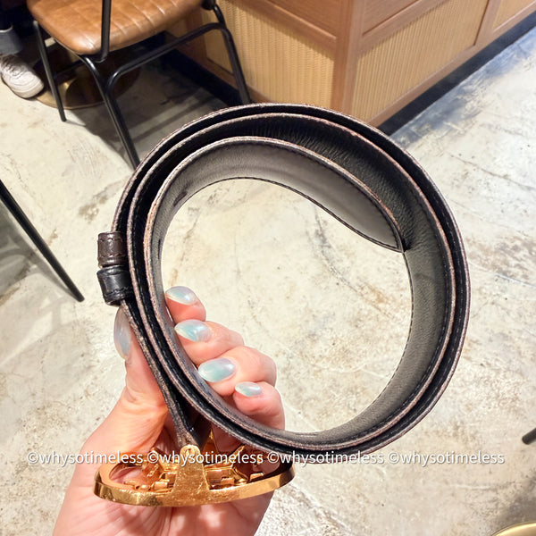 Vintage HERMÈS 1978’s Brevete H Belt Buckle & Reversible Leather Strap - GHW