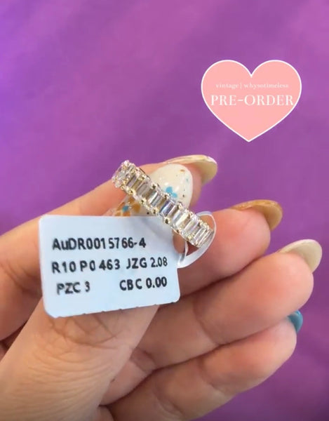 【Pre-order】3.0ct Oval + Em Cut Lab Grown Diamond 10KRG Eternity Ring, DEF-VSVVS