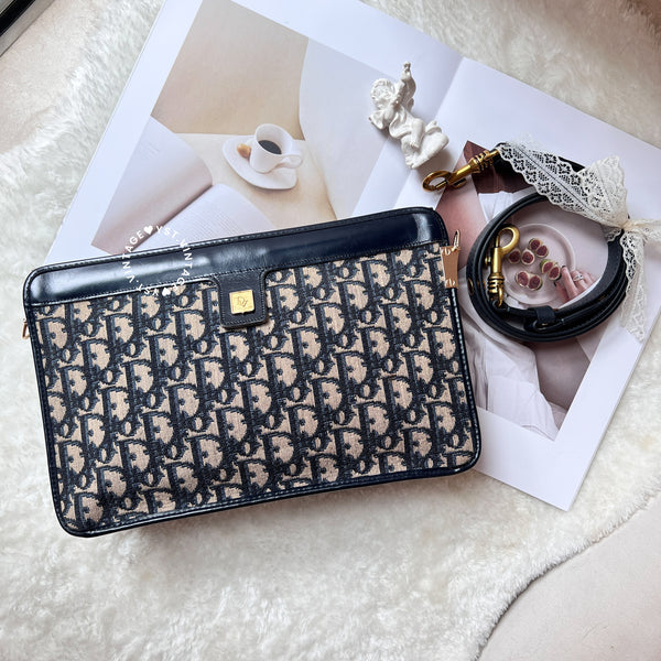 Vintage Dior Oblique Clutch - Navy