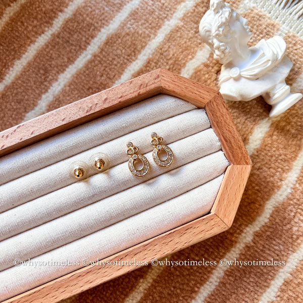 Vintage Dior Rhinestone CD Gold-Finish Metal Earrings