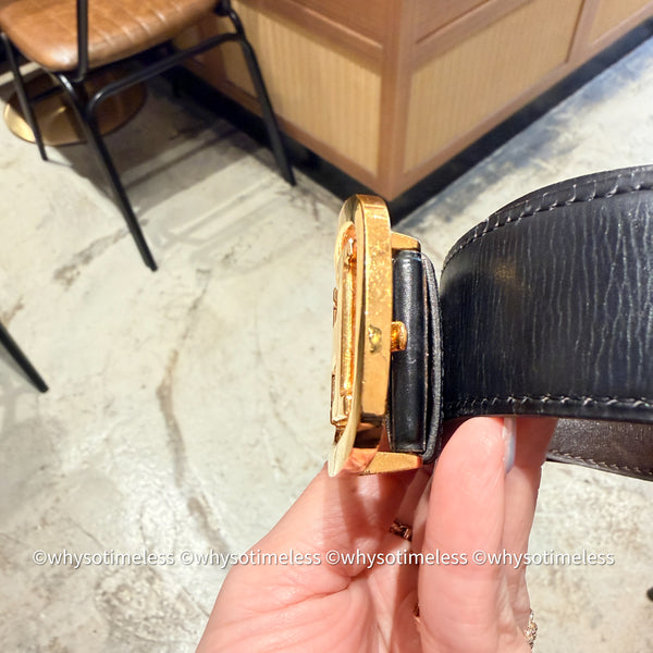 Vintage HERMÈS 1978’s Brevete H Belt Buckle & Reversible Leather Strap - GHW