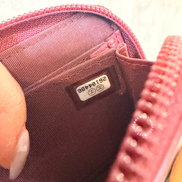Pre-owned Chanel Coco Mark Card Holder / Coins Case - Burgundy