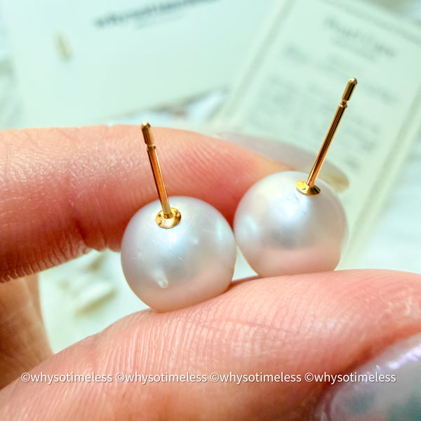 9.7mm 澳白 18KYG Earrings