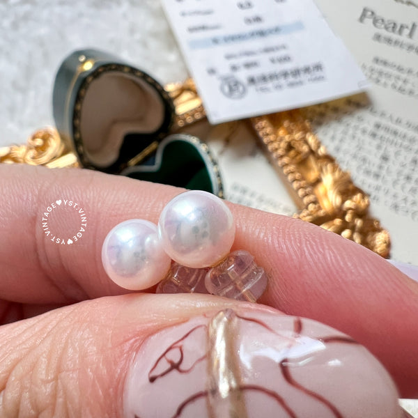 / pre-order / Japanese 6-6.5mm Akoya Rose 18KYG Earrings with PSL mini card