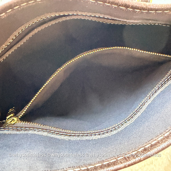 Vintage LV Monogram Denim Bucket Bag - Chocolate Brown