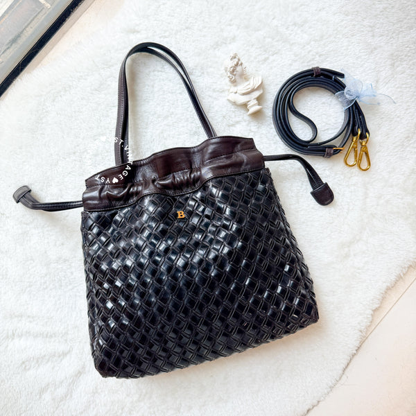 Vintage Bally Intrecciato Handbag - Chocolate Brown