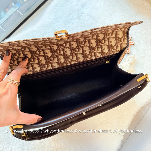 Vintage Dior Oblique 2-way Bag - Brown