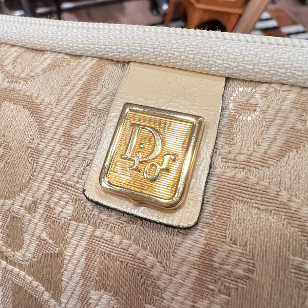 Vintage Dior Oblique Clutch with Original Box - Light Beige