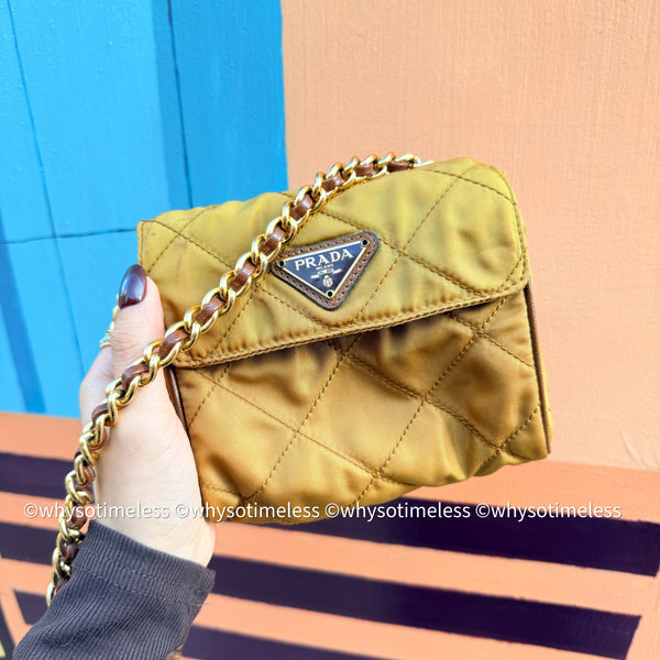 Vintage Prada Mini 2-way Belt Bag - Ginkgo Leaf Brown