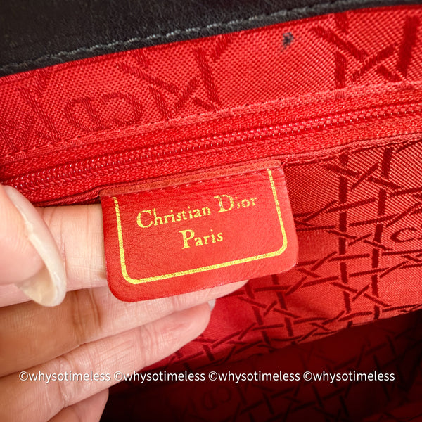 Vintage Lady Dior Shoulder Bag in Calf Leather - Black