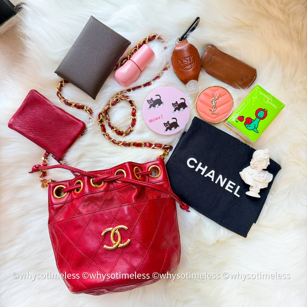 Vintage Chanel Mini Bucket Bag - Red