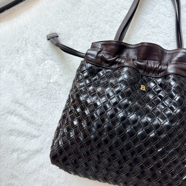 Vintage Bally Intrecciato Handbag - Chocolate Brown