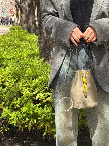 Pre-owned MiuMiu Gabardine Pouch - Olive Green